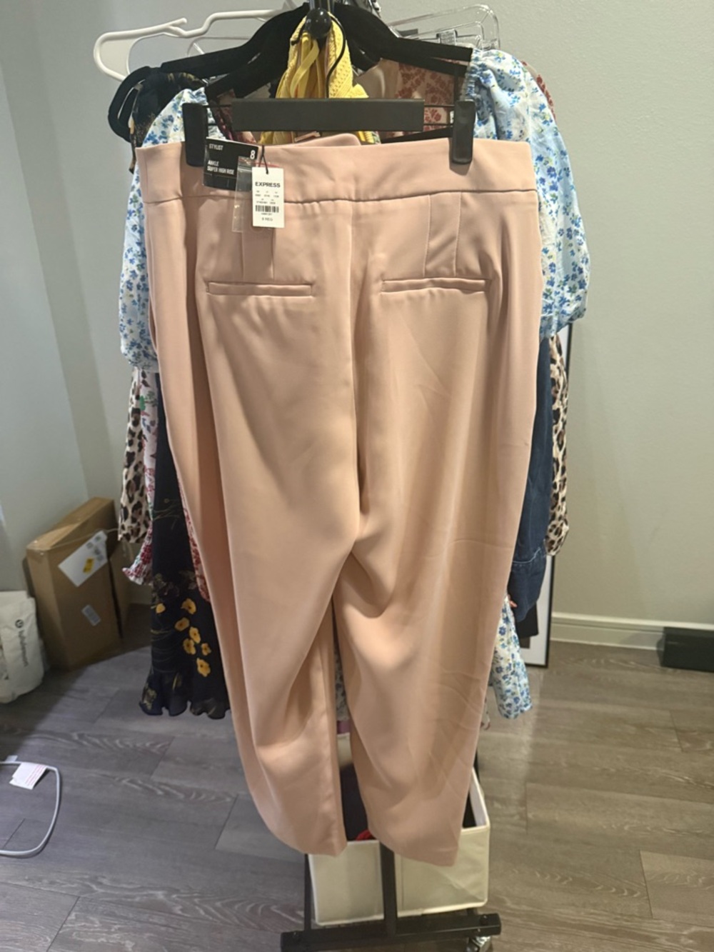 Express Super High-Waist Ankle Pants in Ballet Pink - Picture 8 of 8